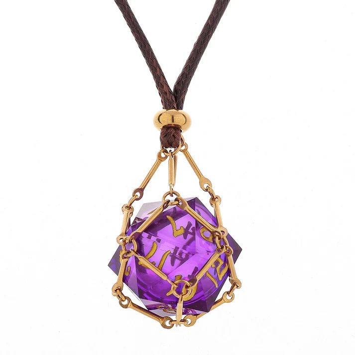 Dragon's claw necklace with random sharp resin D20s-Gold Dice Hymgho Dice | Red Claw Gaming