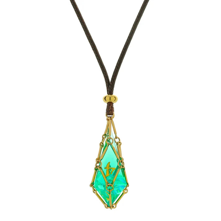Mysticage Dice Chain Necklace with D4 - Brown Leather | Red Claw Gaming
