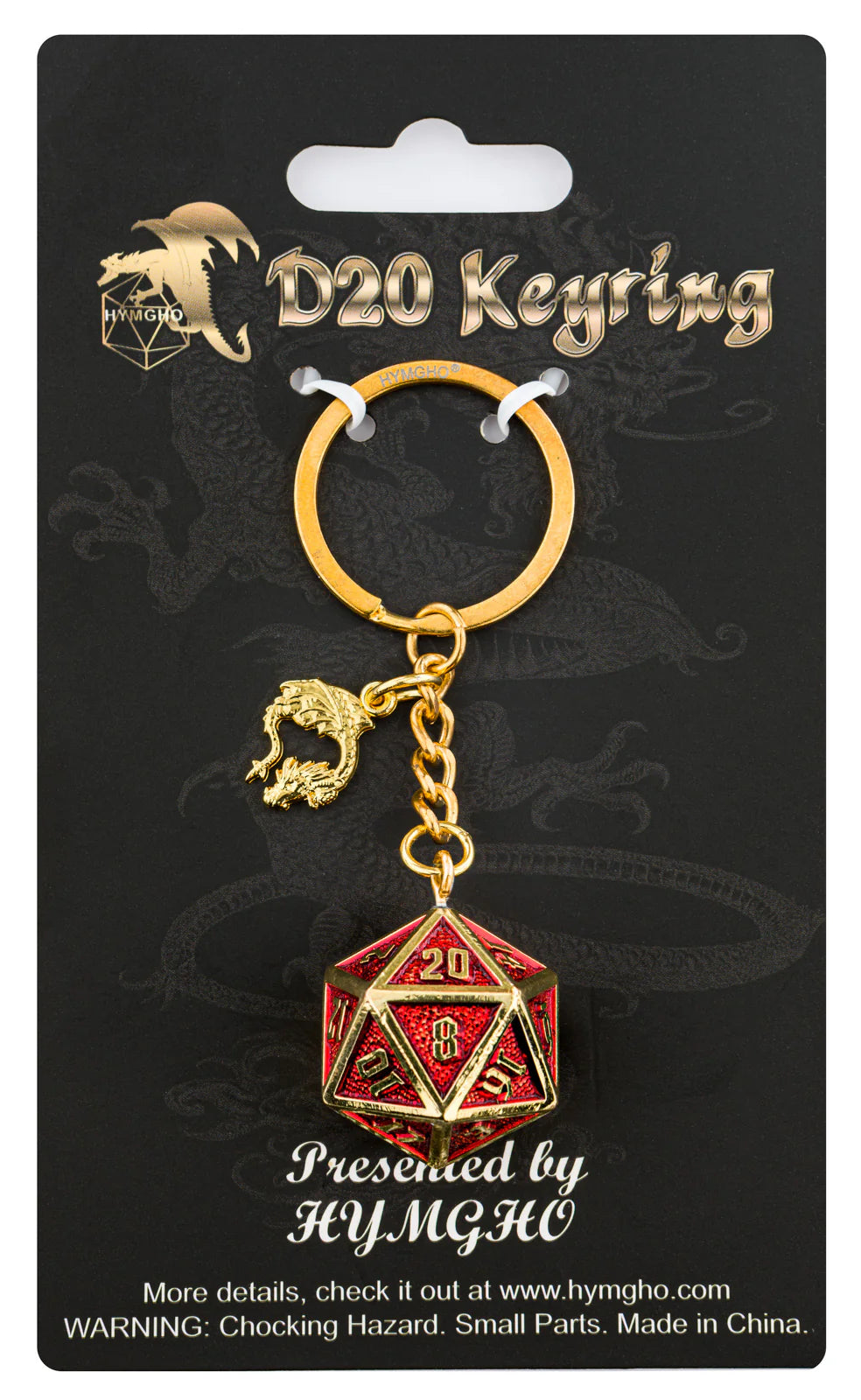 D20 Keychain Draconis - Gold and Ruby | Red Claw Gaming
