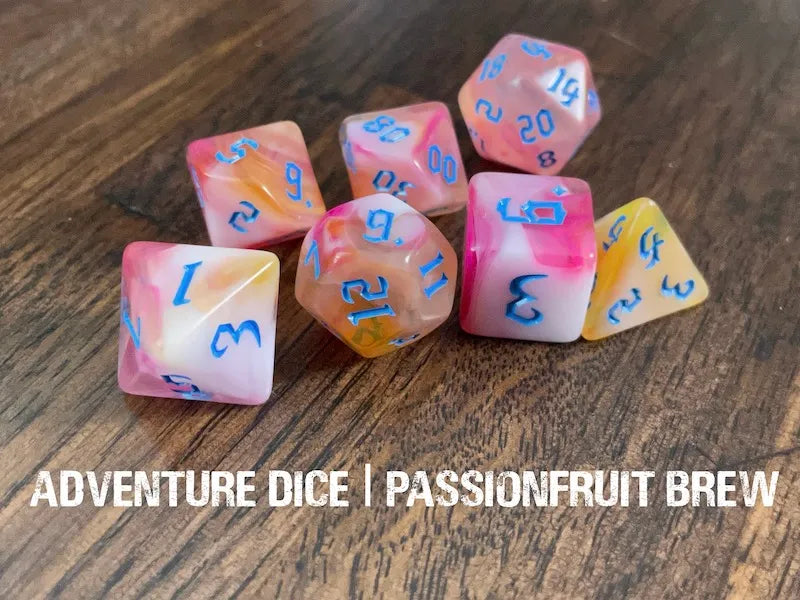 Adventure Dice Passionfruit Brew dice set Dice & Counters Adventure Dice | Red Claw Gaming