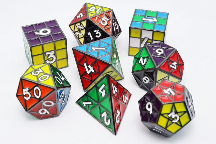 PUZZLE CUBE: MIDNIGHT METAL - METAL 8 PIECE DICE SET Dice & Counters Foam Brain Games    | Red Claw Gaming