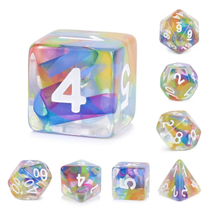 RAINBOW RIBBON RPG DICE SET Dice & Counters Foam Brain Games | Red Claw Gaming