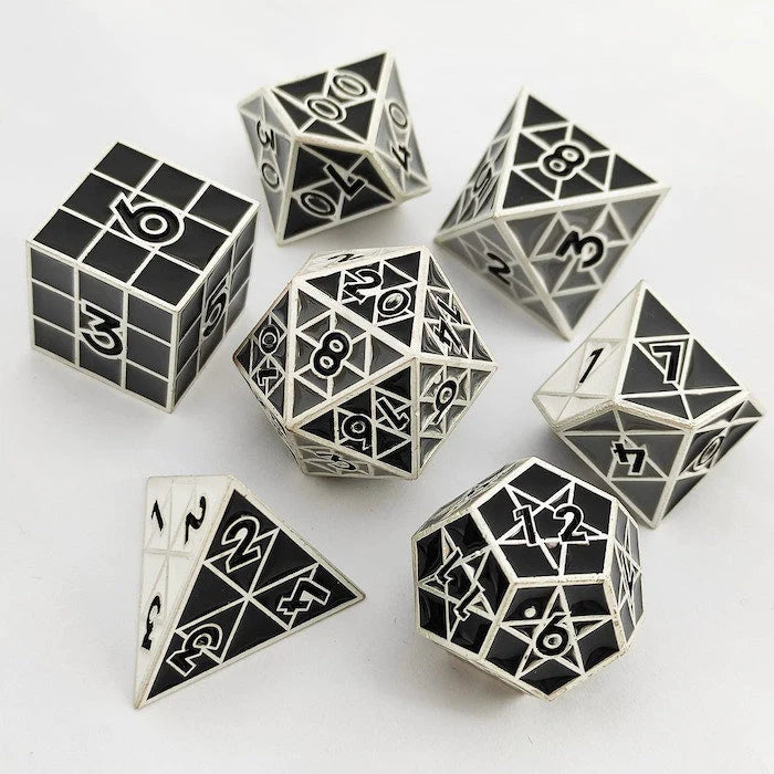 PUZZLE CUBE: SHADES OF GRAY - METAL 8 PIECE DICE SET Dice & Counters Foam Brain Games    | Red Claw Gaming