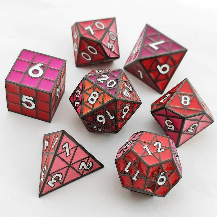 PUZZLE CUBE: SHADES OF RED - METAL 8 PIECE DICE SET Dice & Counters Foam Brain Games    | Red Claw Gaming