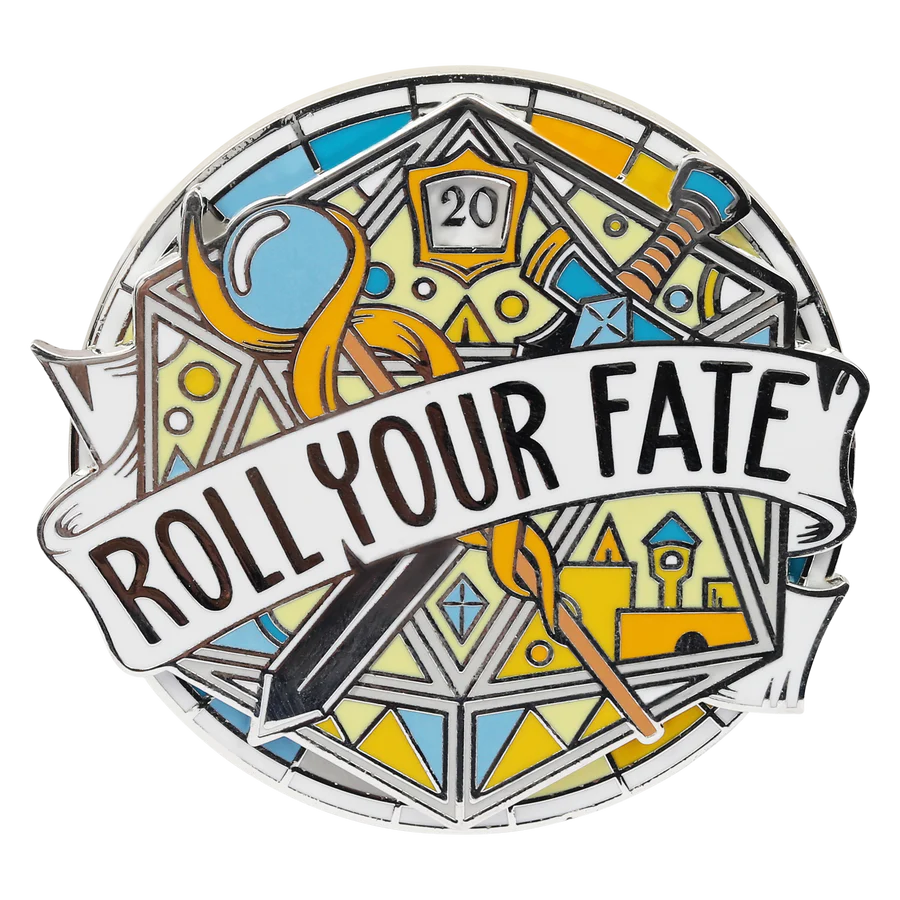Roll Your Fate D20 Large Spinner Enamel Pin D&D Accessory Forged Gaming    | Red Claw Gaming