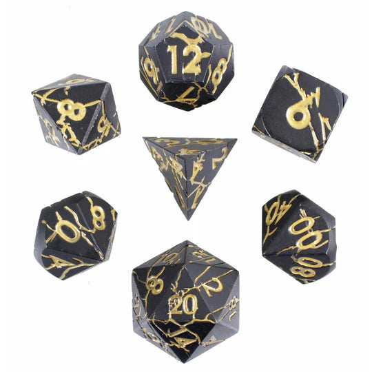 Storm Wracked 7-Piece Metal Dice Set D&D Accessory Forged Gaming    | Red Claw Gaming