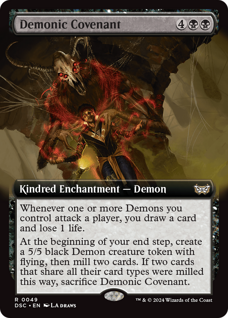 Demonic Covenant (Extended Art) [Duskmourn: House of Horror Commander] MTG Single Magic: The Gathering | Red Claw Gaming