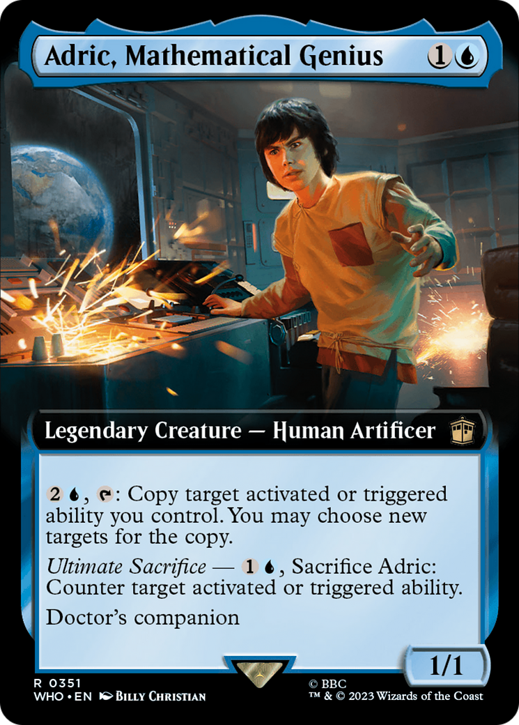 Adric, Mathematical Genius (Extended Art) [Doctor Who] MTG Single Magic: The Gathering | Red Claw Gaming