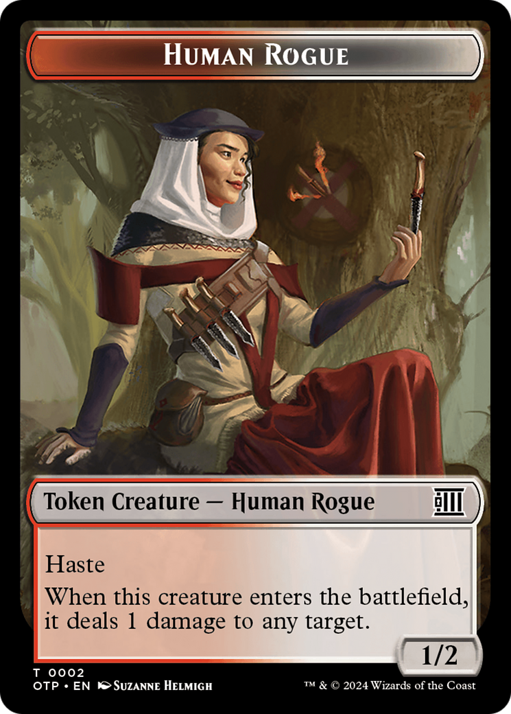 Human Rogue // Plot Double-Sided Token [Outlaws of Thunder Junction: Breaking News Tokens] MTG Single Magic: The Gathering    | Red Claw Gaming