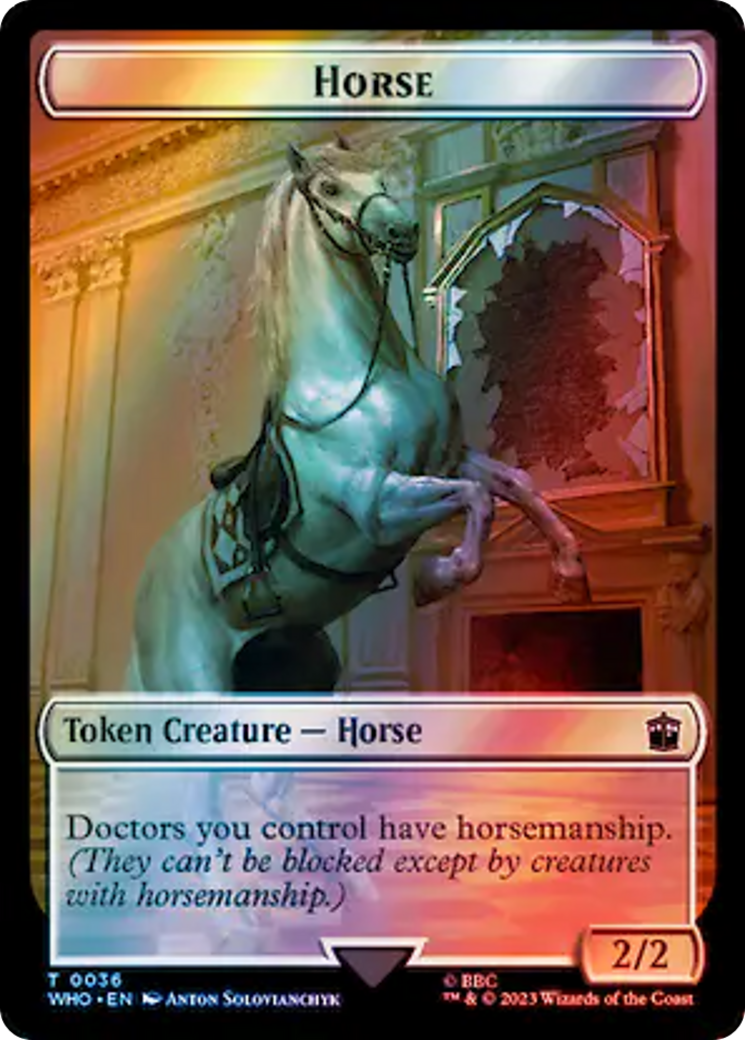 Horse // Clue (0053) Double-Sided Token (Surge Foil) [Doctor Who Tokens] MTG Single Magic: The Gathering | Red Claw Gaming