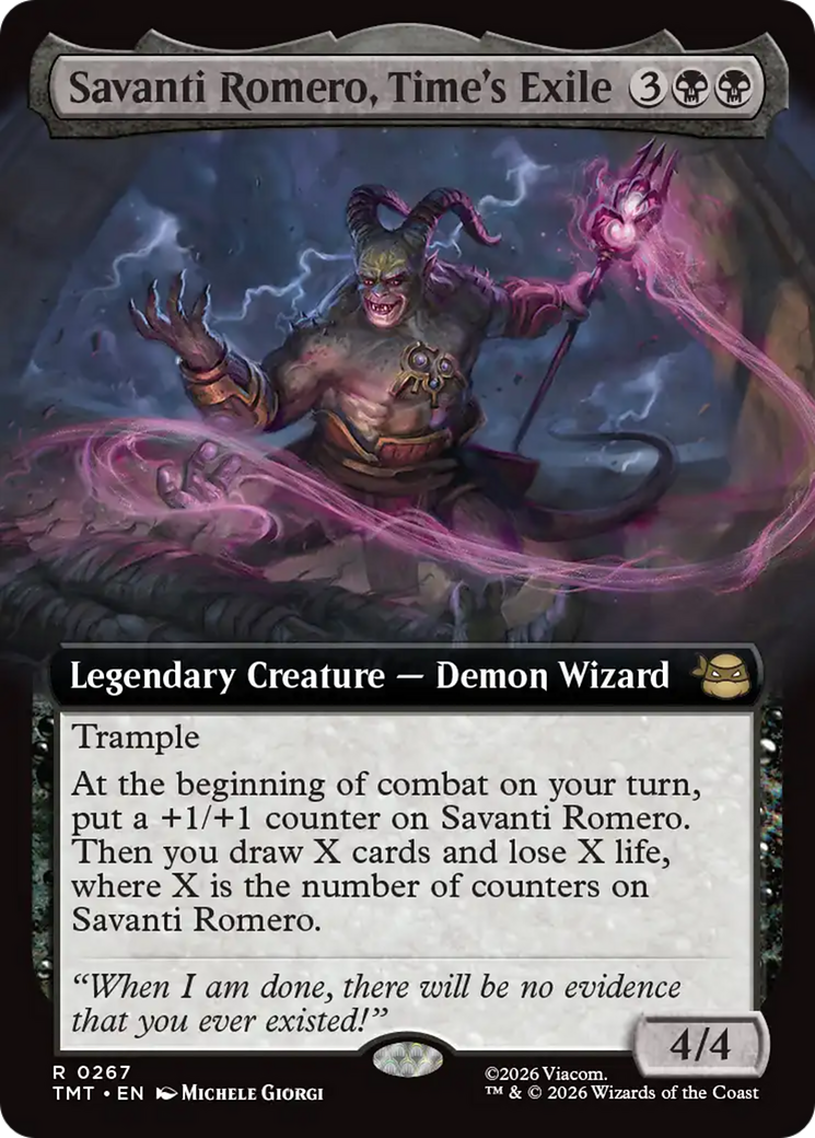 Savanti Romero, Time's Exile (Extended Art) [Teenage Mutant Ninja Turtles] MTG Single Magic: The Gathering | Red Claw Gaming