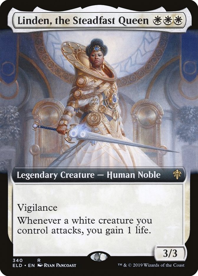 Linden, the Steadfast Queen (Extended Art) [Throne of Eldraine] MTG Single Magic: The Gathering | Red Claw Gaming
