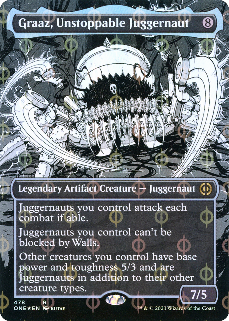 Graaz, Unstoppable Juggernaut (Borderless Manga Step-and-Compleat Foil) [Phyrexia: All Will Be One] MTG Single Magic: The Gathering | Red Claw Gaming