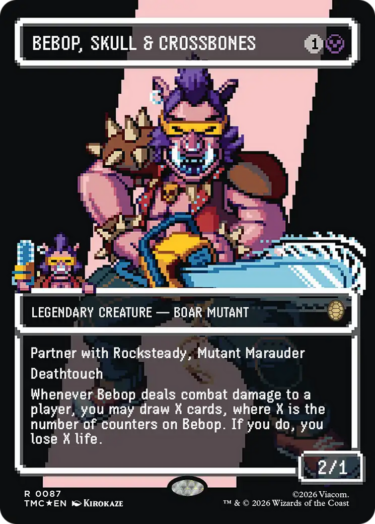 Bebop, Skull & Crossbones (Borderless) (Surge Foil) [Teenage Mutant Ninja Turtles Commander] MTG Single Magic: The Gathering | Red Claw Gaming