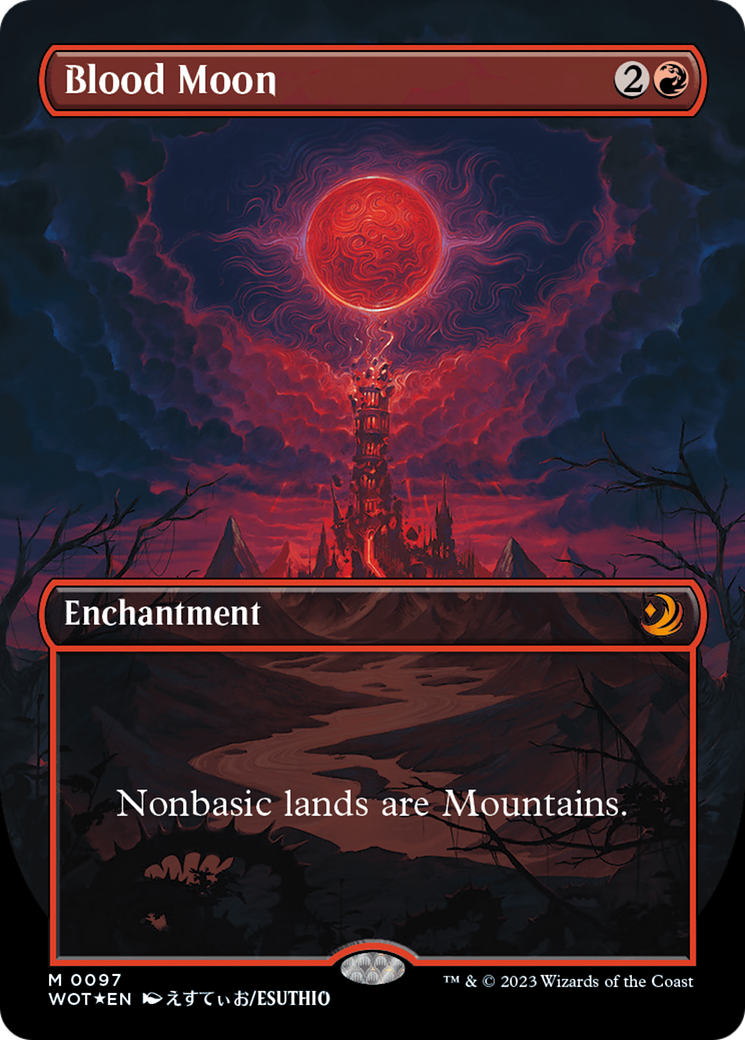 Blood Moon (Anime Borderless) (Confetti Foil) [Wilds of Eldraine: Enchanting Tales] MTG Single Magic: The Gathering | Red Claw Gaming