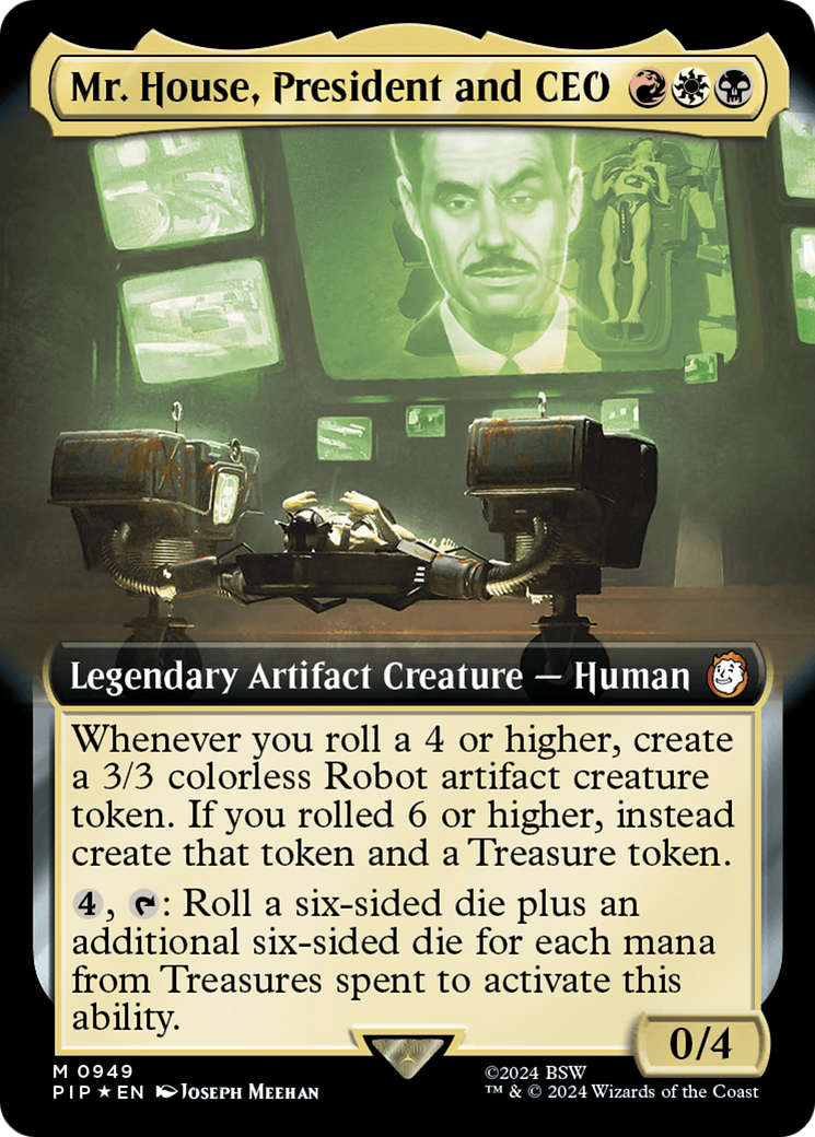 Mr. House, President and CEO (Extended Art) (Surge Foil) [Fallout] MTG Single Magic: The Gathering | Red Claw Gaming