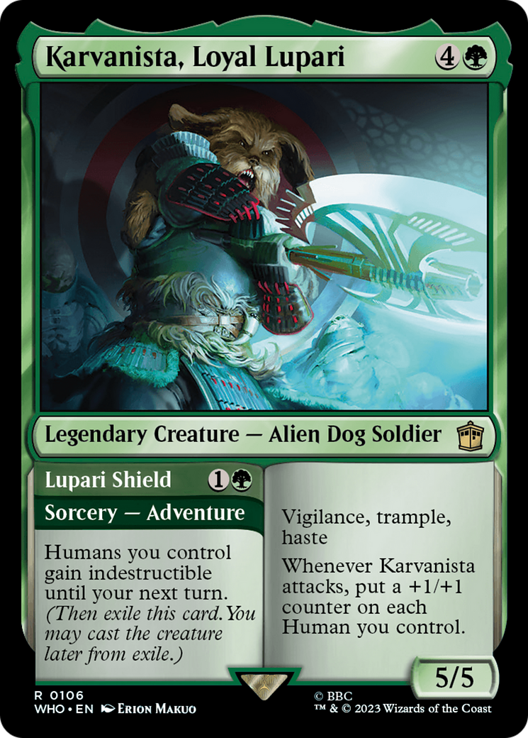Karvanista, Loyal Lupari // Lupari Shield [Doctor Who] MTG Single Magic: The Gathering | Red Claw Gaming