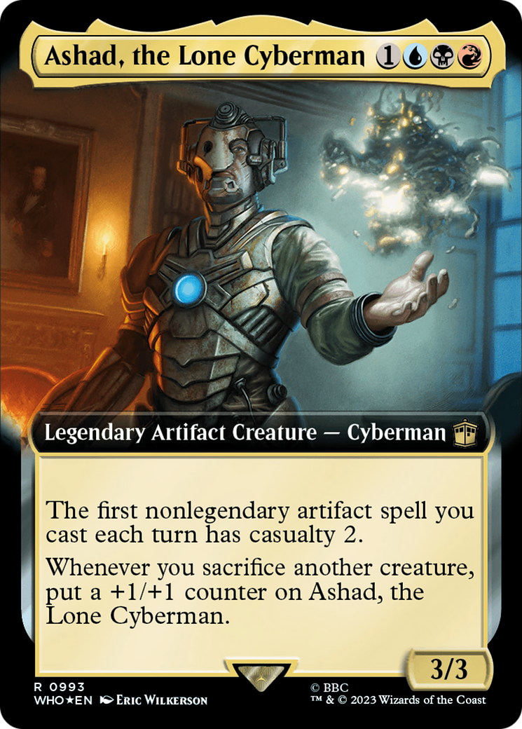 Ashad, the Lone Cyberman (Extended Art) (Surge Foil) [Doctor Who] MTG Single Magic: The Gathering | Red Claw Gaming