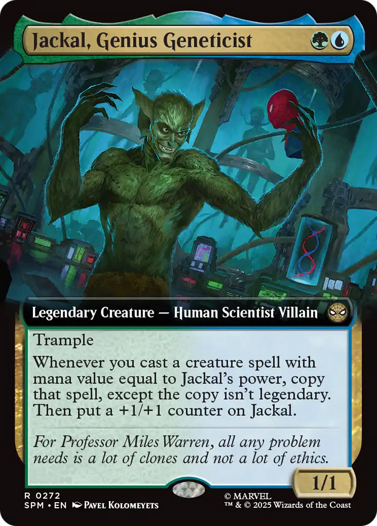 Jackal, Genius Geneticist (Extended Art) [Marvel's Spider-Man] MTG Single Magic: The Gathering | Red Claw Gaming