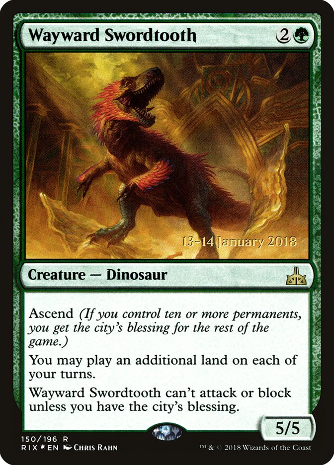 Wayward Swordtooth [Rivals of Ixalan Prerelease Promos] MTG Single Magic: The Gathering | Red Claw Gaming