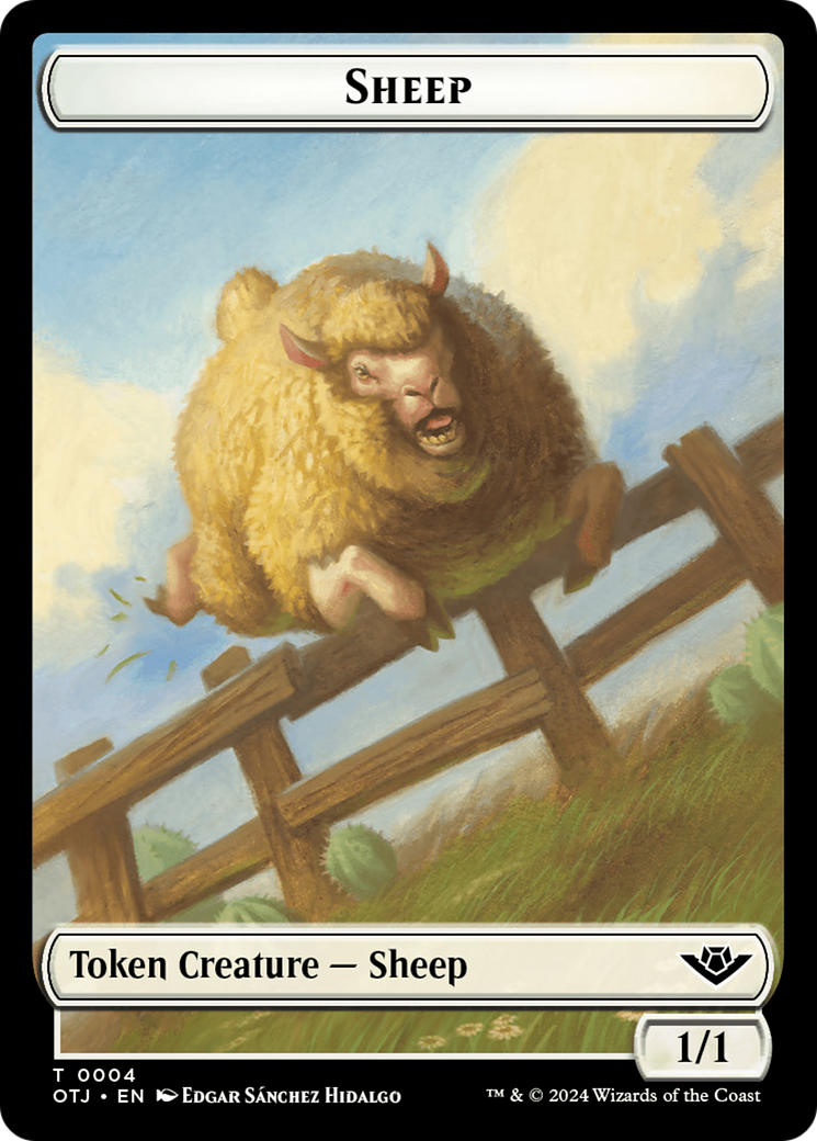 Mercenary // Sheep Double-Sided Token [Outlaws of Thunder Junction Tokens] MTG Single Magic: The Gathering | Red Claw Gaming