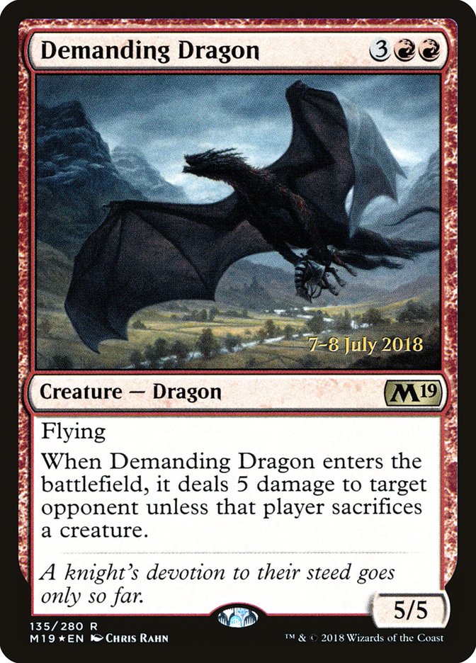 Demanding Dragon [Core Set 2019 Prerelease Promos] MTG Single Magic: The Gathering | Red Claw Gaming