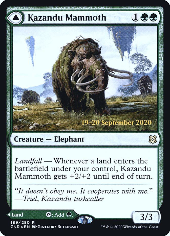 Kazandu Mammoth // Kazandu Valley [Zendikar Rising Prerelease Promos] MTG Single Magic: The Gathering | Red Claw Gaming
