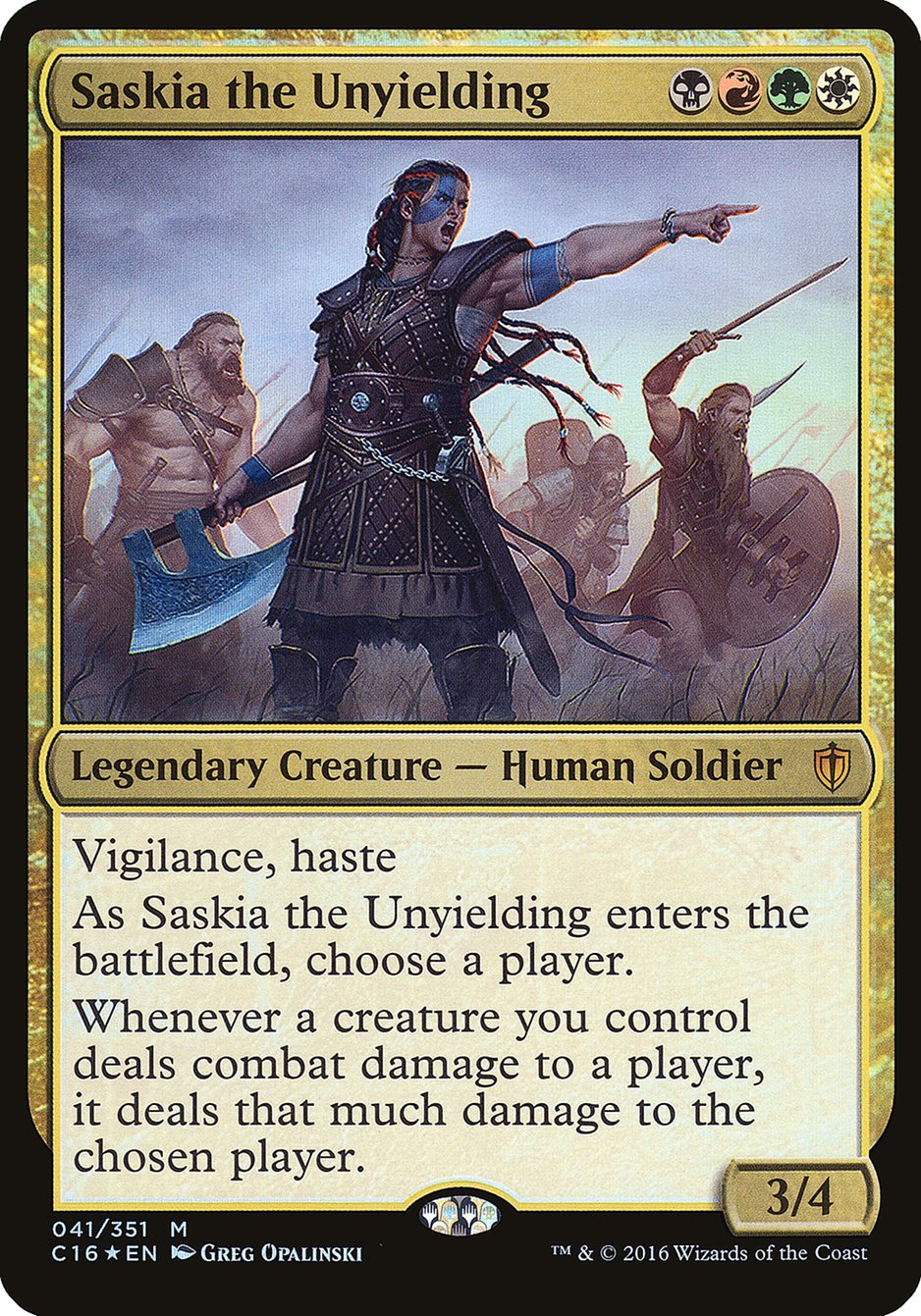 Saskia the Unyielding (Oversized) [Commander 2016 Oversized] MTG Single Magic: The Gathering | Red Claw Gaming