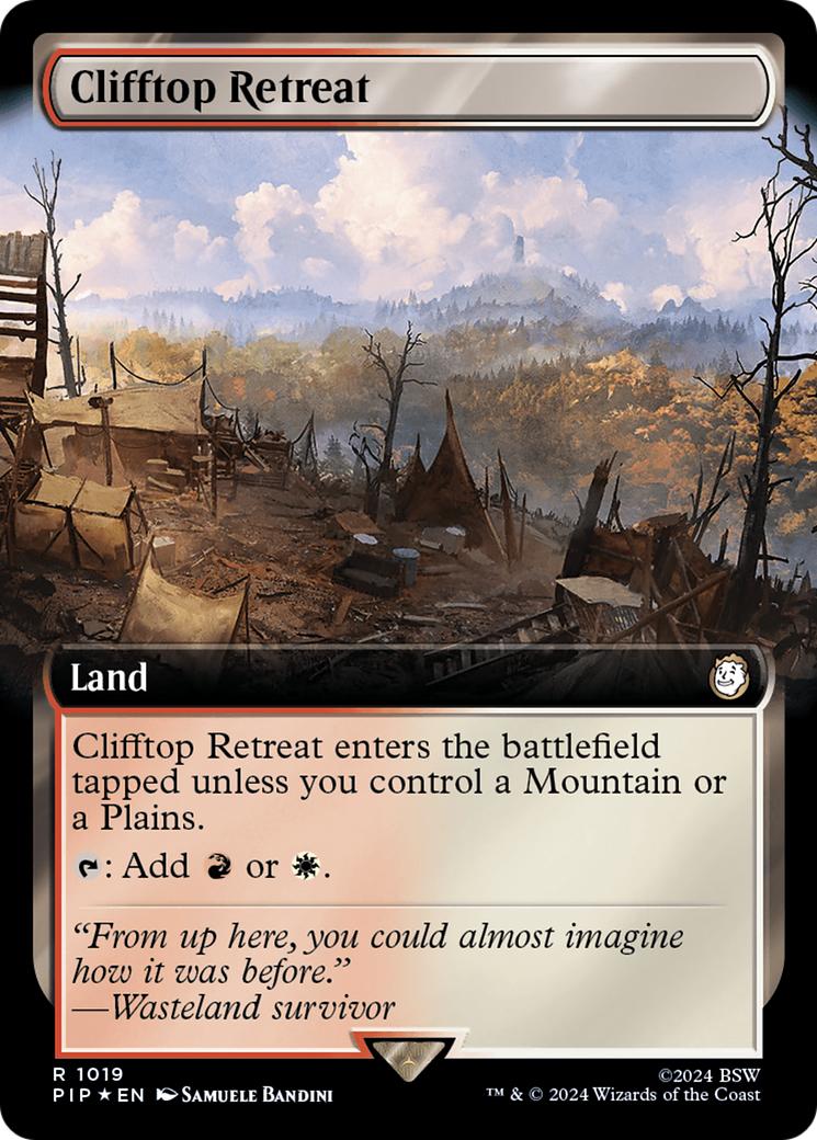 Clifftop Retreat (Extended Art) (Surge Foil) [Fallout] MTG Single Magic: The Gathering | Red Claw Gaming