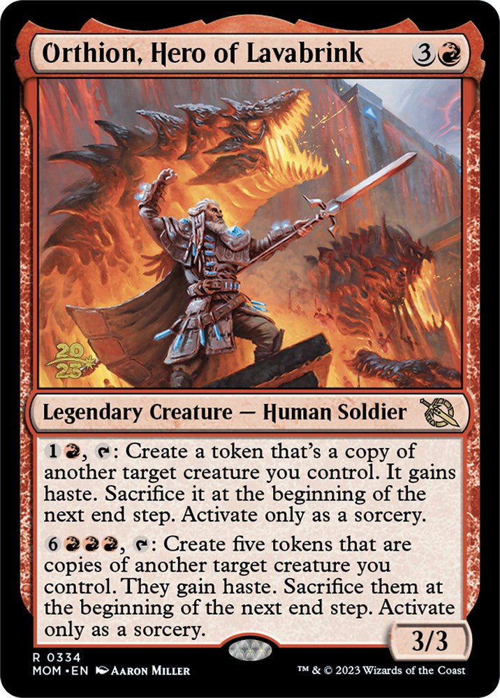 Orthion, Hero of Lavabrink [March of the Machine Prerelease Promos] MTG Single Magic: The Gathering    | Red Claw Gaming