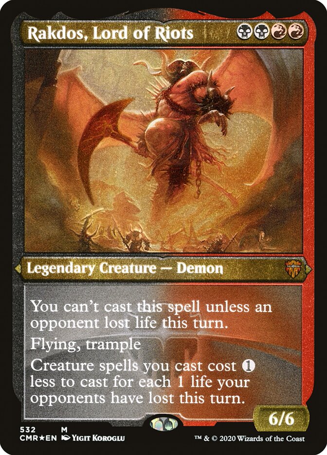 Rakdos, Lord of Riots (Etched) [Commander Legends] MTG Single Magic: The Gathering | Red Claw Gaming