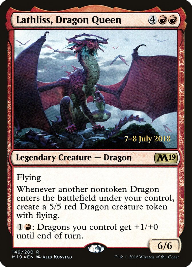 Lathliss, Dragon Queen [Core Set 2019 Prerelease Promos] MTG Single Magic: The Gathering | Red Claw Gaming