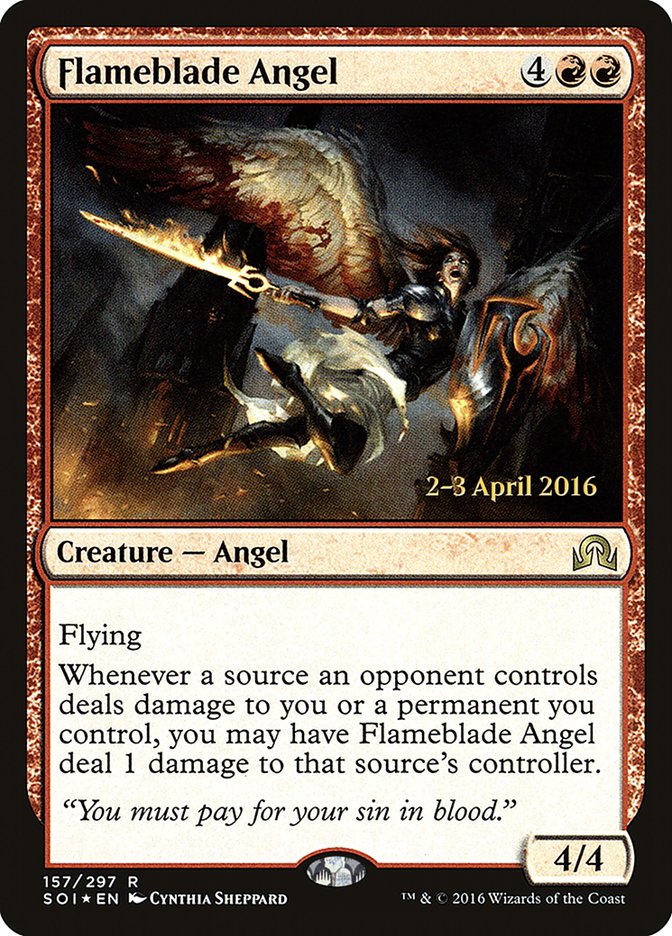 Flameblade Angel [Shadows over Innistrad Prerelease Promos] MTG Single Magic: The Gathering | Red Claw Gaming