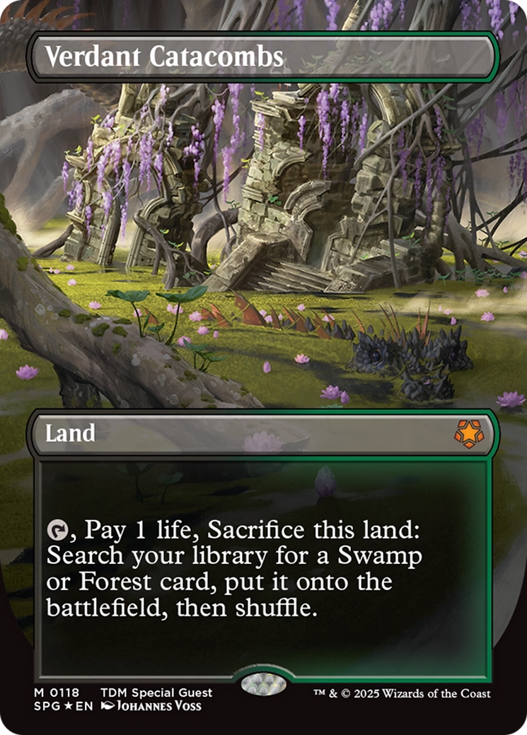 Verdant Catacombs (Borderless) (Dragonscale Foil) [Tarkir: Dragonstorm Special Guests] MTG Single Magic: The Gathering | Red Claw Gaming