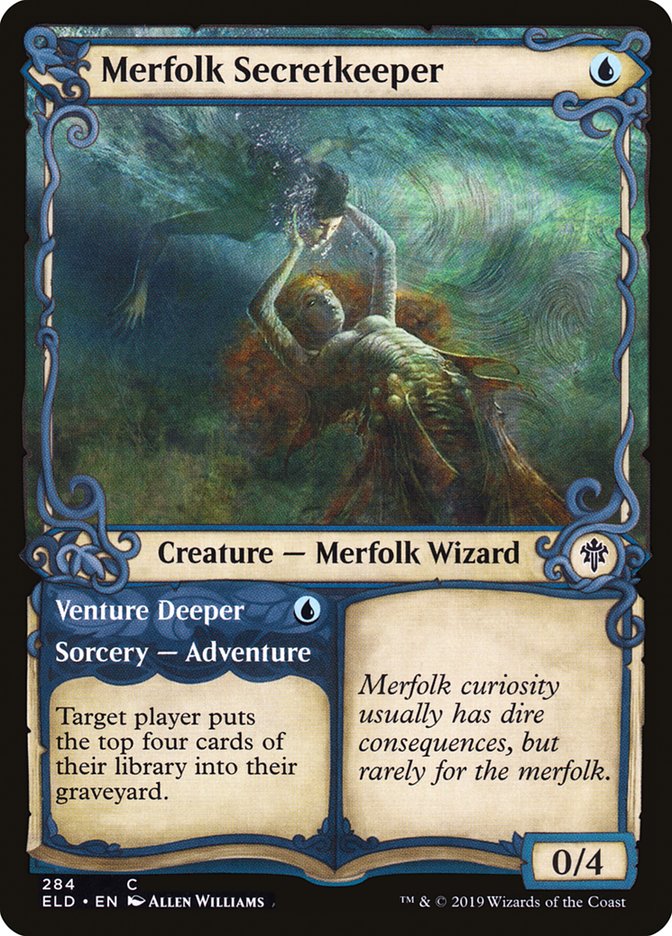 Merfolk Secretkeeper // Venture Deeper (Showcase) [Throne of Eldraine] MTG Single Magic: The Gathering | Red Claw Gaming