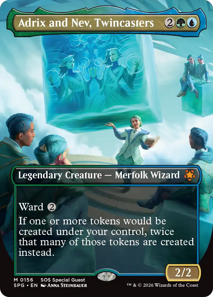 Adrix and Nev, Twincasters (Borderless) [Secrets of Strixhaven Special Guests] MTG Single Magic: The Gathering | Red Claw Gaming