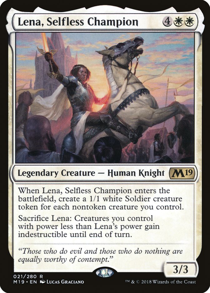 Lena, Selfless Champion [Core Set 2019] MTG Single Magic: The Gathering | Red Claw Gaming