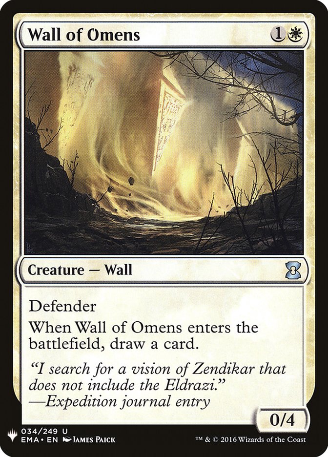 Wall of Omens [Mystery Booster] MTG Single Magic: The Gathering | Red Claw Gaming