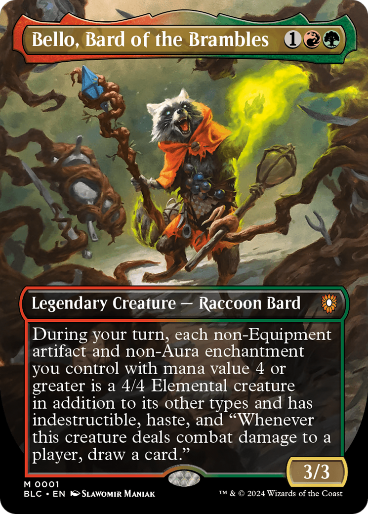 Bello, Bard of the Brambles (Borderless) [Bloomburrow Commander] MTG Single Magic: The Gathering | Red Claw Gaming