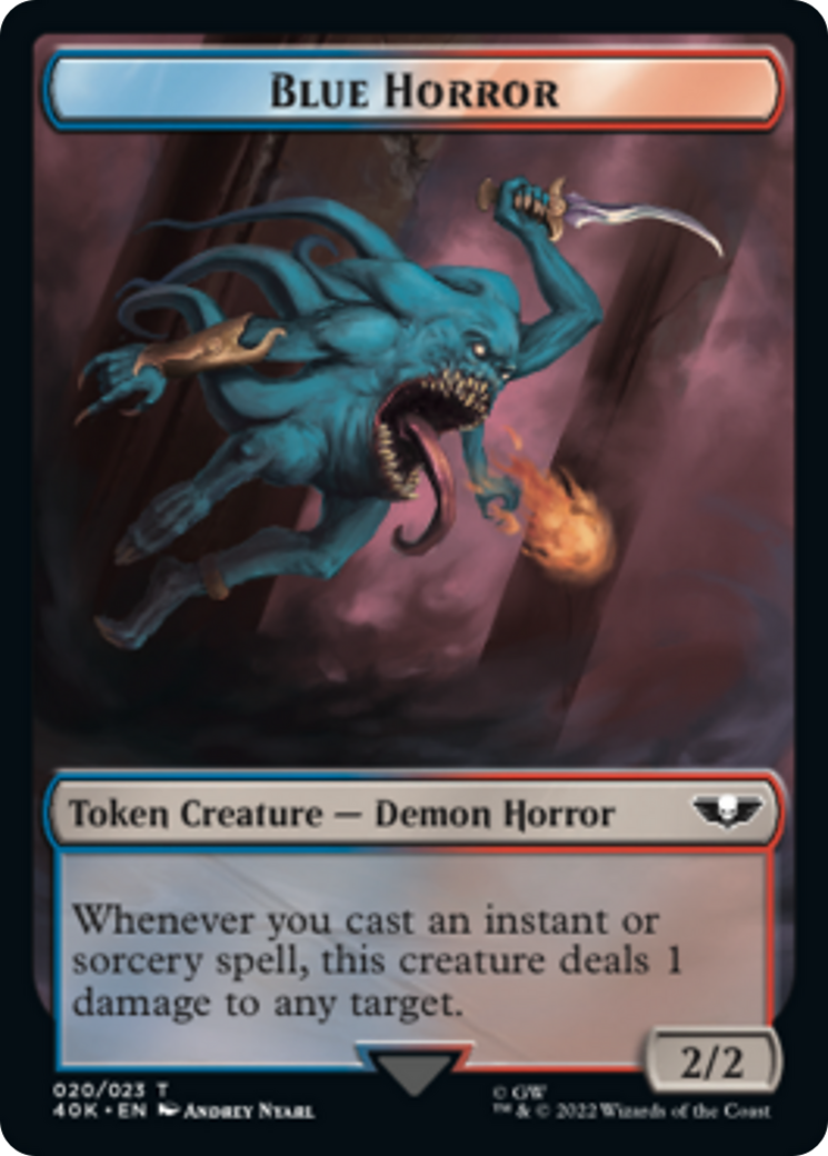 Spawn // Blue Horror Double-Sided (Surge Foil) [Warhammer 40,000 Tokens] MTG Single Magic: The Gathering | Red Claw Gaming
