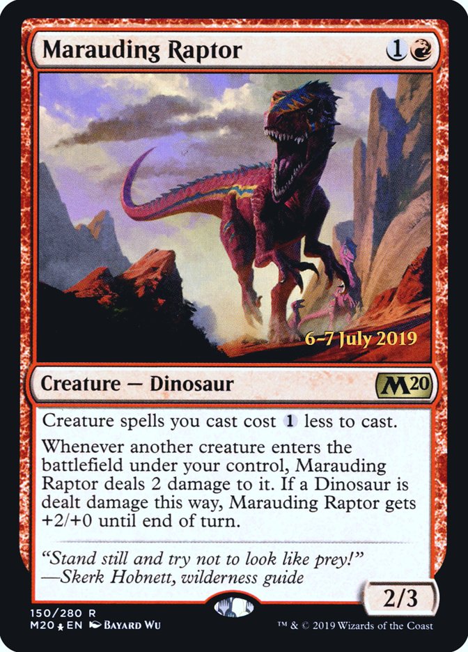 Marauding Raptor [Core Set 2020 Prerelease Promos] MTG Single Magic: The Gathering | Red Claw Gaming