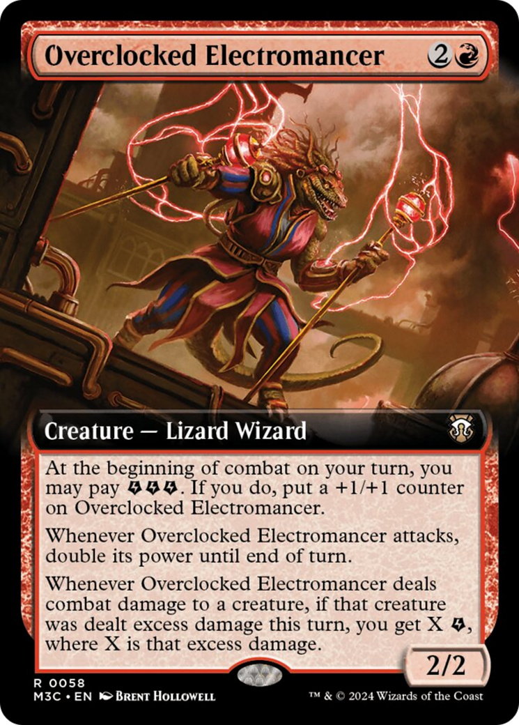 Overclocked Electromancer (Extended Art) (Ripple Foil) [Modern Horizons 3 Commander] MTG Single Magic: The Gathering | Red Claw Gaming