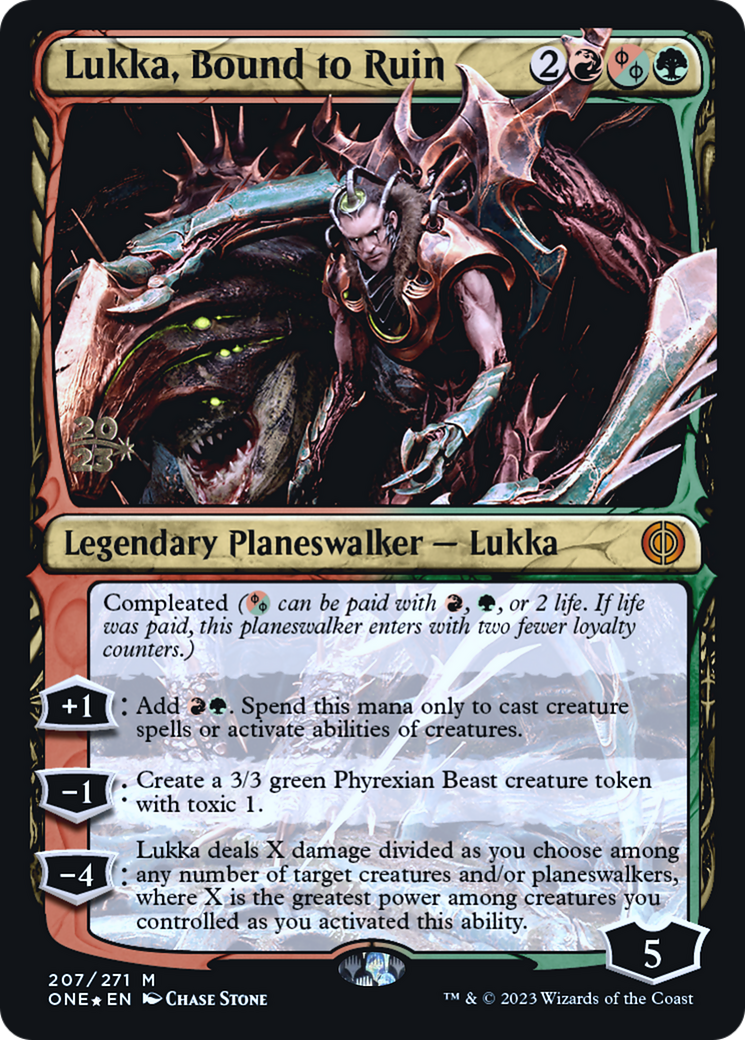 Lukka, Bound to Ruin [Phyrexia: All Will Be One Prerelease Promos] MTG Single Magic: The Gathering | Red Claw Gaming