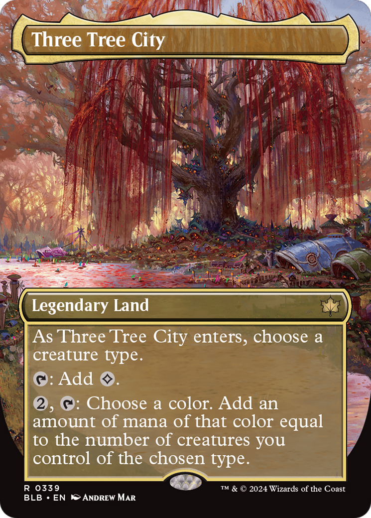 Three Tree City (Borderless) (0339) [Bloomburrow] MTG Single Magic: The Gathering    | Red Claw Gaming