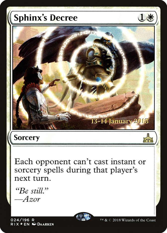Sphinx's Decree [Rivals of Ixalan Prerelease Promos] MTG Single Magic: The Gathering | Red Claw Gaming