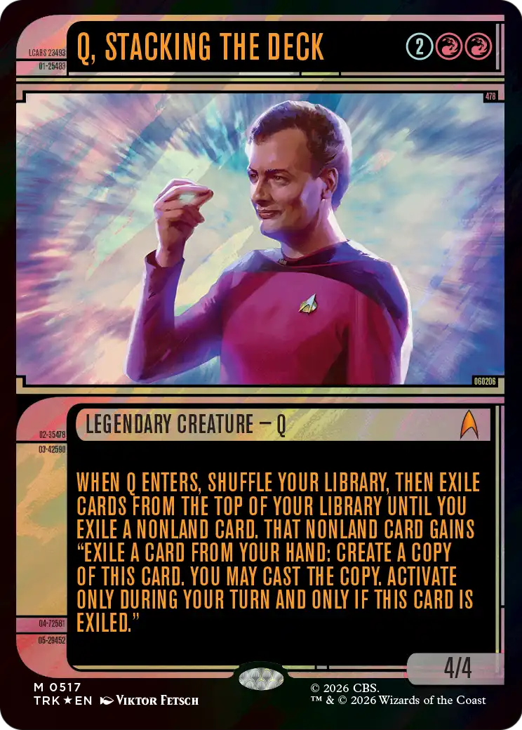 Q, Stacking the Deck (Showcase) (Surge Foil) [Star Trek] MTG Single Magic: The Gathering | Red Claw Gaming