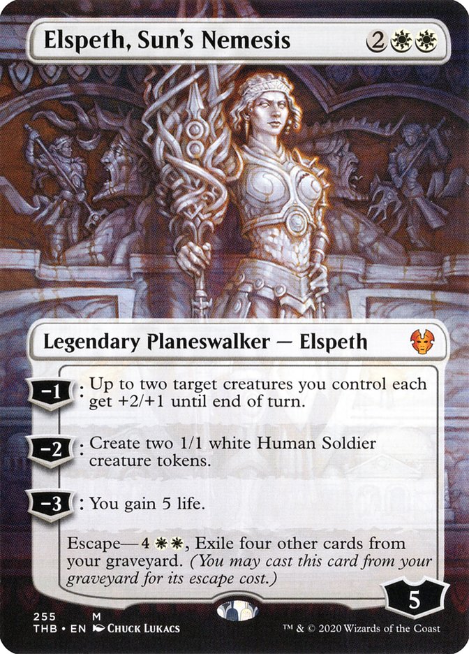 Elspeth, Sun's Nemesis (Borderless) [Theros Beyond Death] MTG Single Magic: The Gathering | Red Claw Gaming