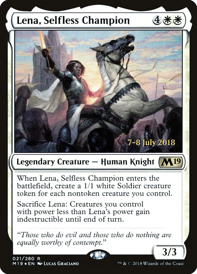Lena, Selfless Champion [Core Set 2019 Prerelease Promos] MTG Single Magic: The Gathering | Red Claw Gaming