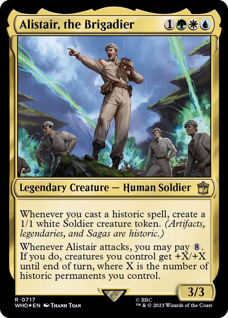 Alistair, the Brigadier (Surge Foil) [Doctor Who] MTG Single Magic: The Gathering | Red Claw Gaming