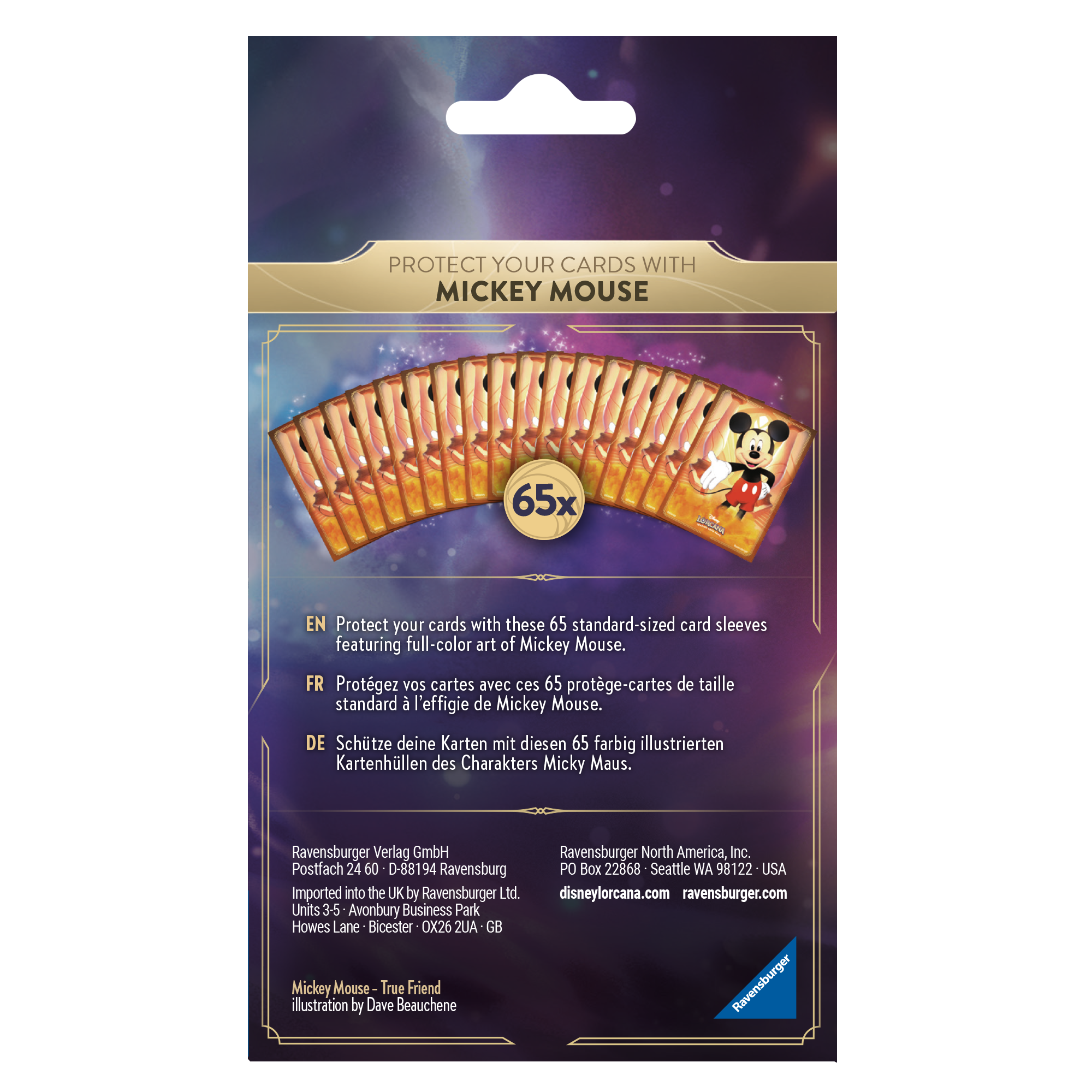 Card Sleeves (Mickey Mouse / 65-Pack) Lorcana Sealed Disney | Red Claw Gaming
